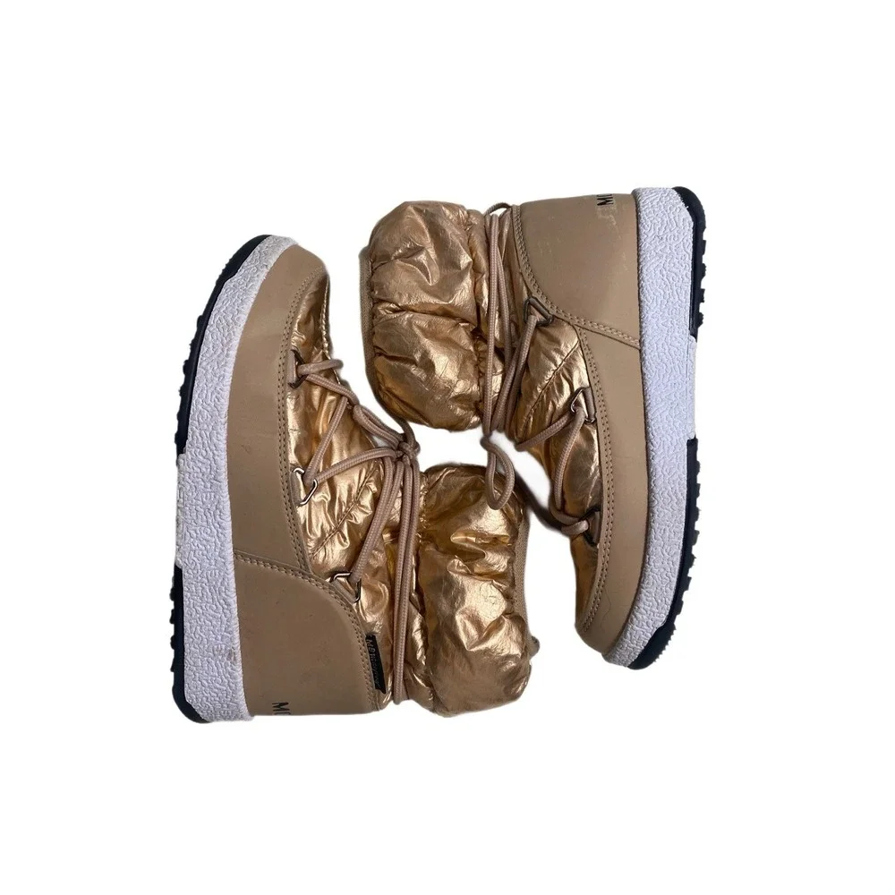 Moon Boot Protecht Junior Low Gold‎ Nylon Boot Girl's Size 2.5